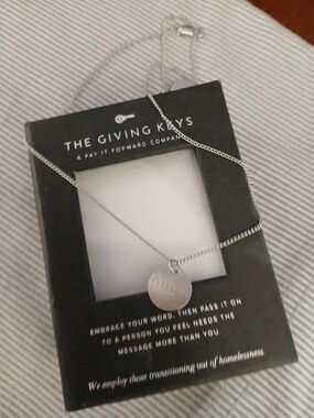 The Giving Keys Silver Fearless Round Disc Necklace